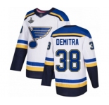 Youth St. Louis Blues #38 Pavol Demitra Authentic White Away 2019 Stanley Cup Champions Hockey Jersey