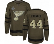 Youth St. Louis Blues #44 Chris Pronger Authentic Green Salute to Service 2019 Stanley Cup Champions Hockey Jersey
