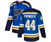 Youth St. Louis Blues #44 Chris Pronger Authentic Royal Blue Home 2019 Stanley Cup Champions Hockey Jersey