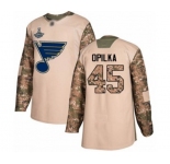Youth St. Louis Blues #45 Luke Opilka Authentic Camo Veterans Day Practice 2019 Stanley Cup Champions Hockey Jersey