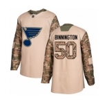 Youth St. Louis Blues #50 Jordan Binnington Authentic Camo Veterans Day Practice Hockey Jersey