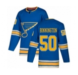 Youth St. Louis Blues #50 Jordan Binnington Authentic Navy Blue Alternate Hockey Jersey