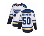 Youth St. Louis Blues #50 Jordan Binnington Authentic White Away Hockey Jersey