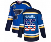 Youth St. Louis Blues #55 Colton Parayko Authentic Blue USA Flag Fashion 2019 Stanley Cup Champions Hockey Jersey