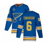Youth St. Louis Blues #6 Joel Edmundson Authentic Navy Blue Alternate 2019 Stanley Cup Champions Hockey Jersey