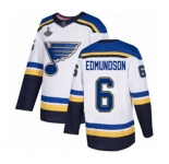 Youth St. Louis Blues #6 Joel Edmundson Authentic White Away 2019 Stanley Cup Champions Hockey Jersey