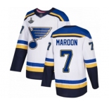 Youth St. Louis Blues #7 Patrick Maroon Authentic White Away 2019 Stanley Cup Champions Hockey Jersey