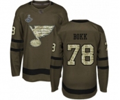 Youth St. Louis Blues #78 Dominik Bokk Authentic Green Salute to Service 2019 Stanley Cup Champions Hockey Jersey