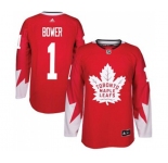 Adidas Toronto Maple Leafs #1 Johnny Bower Authentic Red Alternate NHL Jersey