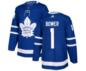 Adidas Toronto Maple Leafs #1 Johnny Bower Premier Royal Blue Home NHL Jersey
