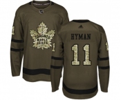 Adidas Toronto Maple Leafs #11 Zach Hyman Authentic Green Salute to Service NHL Jersey