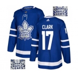 Adidas Toronto Maple Leafs #17 Wendel Clark Authentic Royal Blue Fashion Gold NHL Jersey