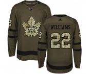 Adidas Toronto Maple Leafs #22 Tiger Williams Authentic Green Salute to Service NHL Jersey