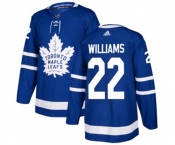 Adidas Toronto Maple Leafs #22 Tiger Williams Authentic Royal Blue Home NHL Jersey