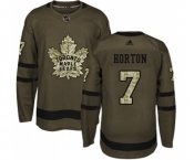 Adidas Toronto Maple Leafs #7 Tim Horton Authentic Green Salute to Service NHL Jersey