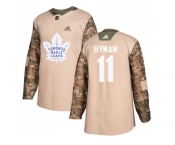 Men Adidas Toronto Maple Leafs #11 Zach Hyman Camo Authentic 2017 Veterans Day Stitched NHL Jersey