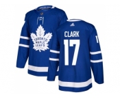 Men Adidas Toronto Maple Leafs #17 Wendel Clark Blue Home Authentic Stitched NHL Jersey
