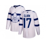 Men Adidas Toronto Maple Leafs #17 Wendel Clark White Authentic 2018 Stadium Series Stitched NHL Jersey