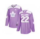 Men Adidas Toronto Maple Leafs #22 Tiger Williams Purple Authentic Fights Cancer Stitched NHL Jersey