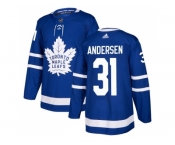 Men Adidas Toronto Maple Leafs #31 Frederik Andersen Blue Home Authentic Stitched NHL Jersey