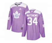 Men Adidas Toronto Maple Leafs #34 Auston Matthews Purple Authentic Fights Cancer Stitched NHL Jersey