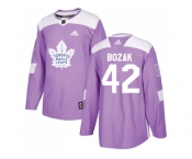 Men Adidas Toronto Maple Leafs #42 Tyler Bozak Purple Authentic Fights Cancer Stitched NHL Jersey