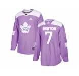 Men Adidas Toronto Maple Leafs #7 Tim Horton Purple Authentic Fights Cancer Stitched NHL Jersey