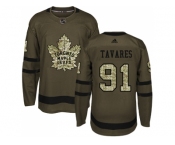 Men Adidas Toronto Maple Leafs #91 John Tavares Green Salute to Service Stitched NHL Jersey