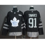 Men's Maple Leafs #91 John Tavares Black 1917-2017 100th Anniversary Stitched Hockey Hockey Jersey