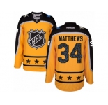 Men's Reebok Toronto Maple Leafs #34 Auston Matthews Authentic Yellow Atlantic Division 2017 All-Star NHL Jersey