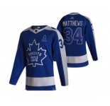 Men's Toronto Maple Leafs #34 Auston Matthews Blue 2020-21 Reverse Retro Alternate Hockey Jersey