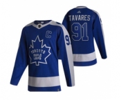 Men's Toronto Maple Leafs #91 John Tavares Blue 2020-21 Reverse Retro Alternate Hockey Jersey