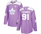 Men's Toronto Maple Leafs #91 John Tavares Purple Fights Cancer Stitched Hockey Jersey