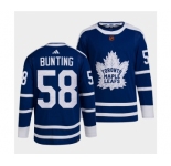 Men's Toronto Maple Leafs Black #58 Michael Bunting Blue 2022 Reverse Retro Stitched Jersey