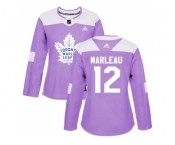 Women Adidas Toronto Maple Leafs #12 Patrick Marleau Purple Authentic Fights Cancer Stitched NHL Jersey
