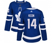Women Adidas Toronto Maple Leafs #14 Dave Keon Authentic Royal Blue Home NHL Jersey