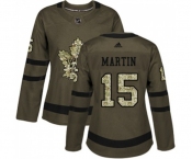 Women Adidas Toronto Maple Leafs #15 Matt Martin Authentic Green Salute to Service NHL Jersey