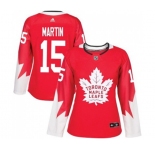 Women Adidas Toronto Maple Leafs #15 Matt Martin Authentic Red Alternate NHL Jersey