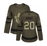 Women Adidas Toronto Maple Leafs #20 Dominic Moore Authentic Green Salute to Service NHL Jersey