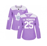 Women Adidas Toronto Maple Leafs #25 James Van Riemsdyk Purple Authentic Fights Cancer Stitched NHL Jersey