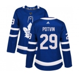 Women Adidas Toronto Maple Leafs #29 Felix Potvin Authentic Royal Blue Home NHL Jersey