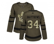 Women Adidas Toronto Maple Leafs #34 Auston Matthews Green Salute to Service Stitched NHL Jersey