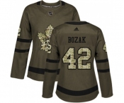 Women Adidas Toronto Maple Leafs #42 Tyler Bozak Authentic Green Salute to Service NHL Jersey
