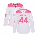 Women Adidas Toronto Maple Leafs #44 Morgan Rielly Authentic White Pink Fashion NHL Jersey