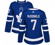 Women Adidas Toronto Maple Leafs #7 Lanny McDonald Authentic Royal Blue Home NHL Jersey