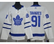 Women Adidas Toronto Maple Leafs #91 Tavares Authentic Royal White Home NHL Jersey