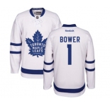 Women Reebok Toronto Maple Leafs #1 Johnny Bower Authentic White Away NHL Jersey