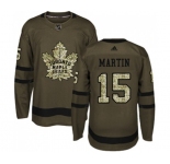 Youth Adidas Toronto Maple Leafs #15 Matt Martin Authentic Green Salute to Service NHL Jersey