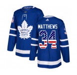 Youth Adidas Toronto Maple Leafs #34 Auston Matthews Authentic Royal Blue USA Flag Fashion NHL Jersey