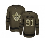 Youth Adidas Toronto Maple Leafs #91 John Tavares Green Salute to Service Stitched NHL Jersey